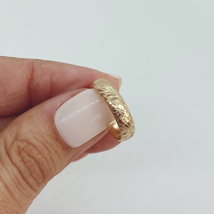 AVA Handmade Jewelry - Wholesale Band/Stacked Ring - Vintage floral thick band; floral thick band, floral band