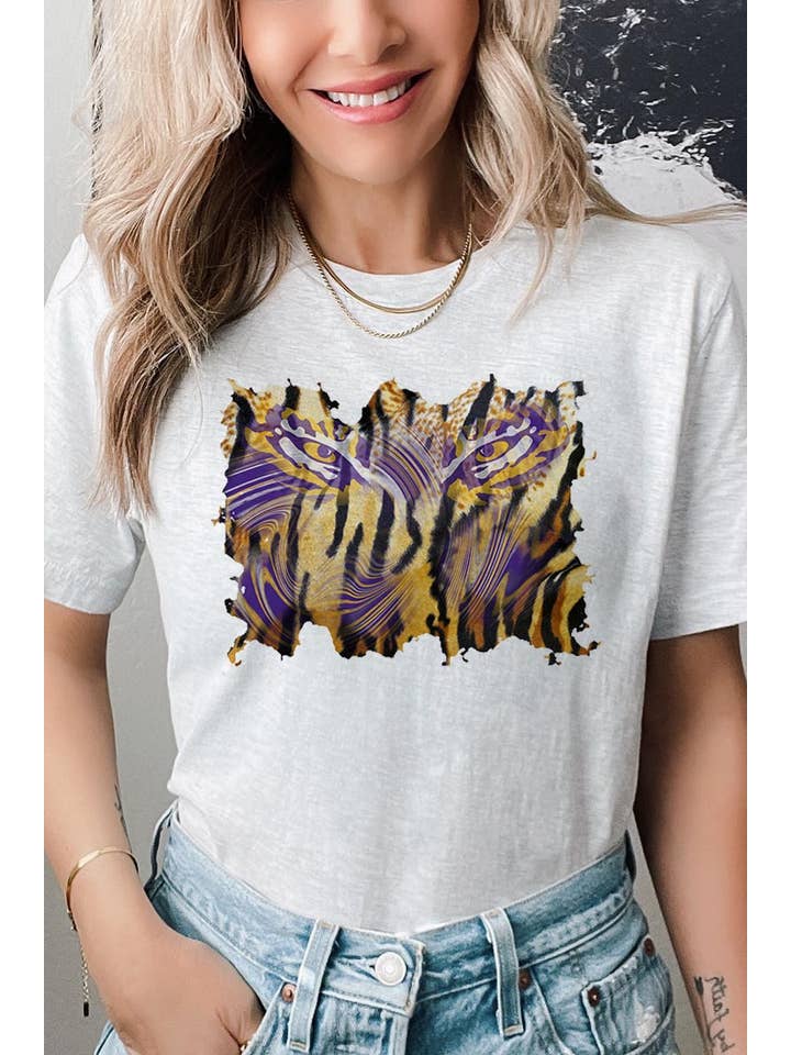 COLORBEAR - Venta al por mayor Camiseta serigrafiada - Mujer - TIGER, LSU, CAMISETA DE FÚTBOL UNISEX DE MANGA CORTA, ESTAMPADA