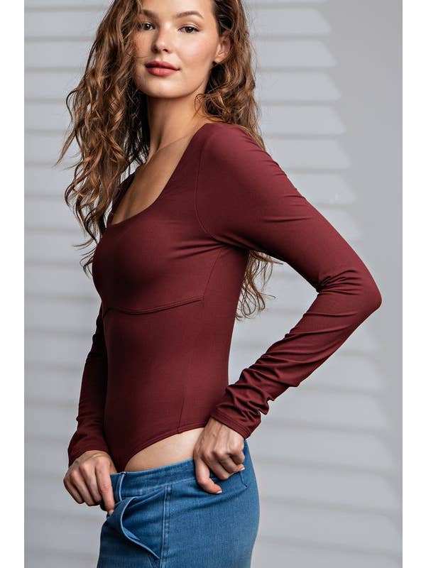 Sunday Morning - Wholesale Bodysuit - Women's - T759837 Long Sleeve Square Neckline Yoga BodySuit6
