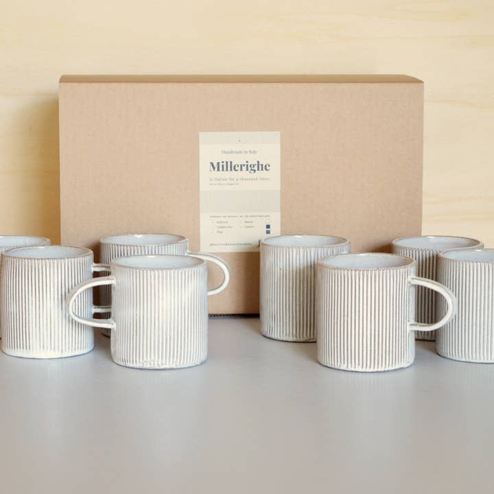 Karolina Bednorz Ceramics - Wholesale Coffee Mug - MILLERIGHE * CASE OF 8 * Ceramic Mug Handmade in Italy
