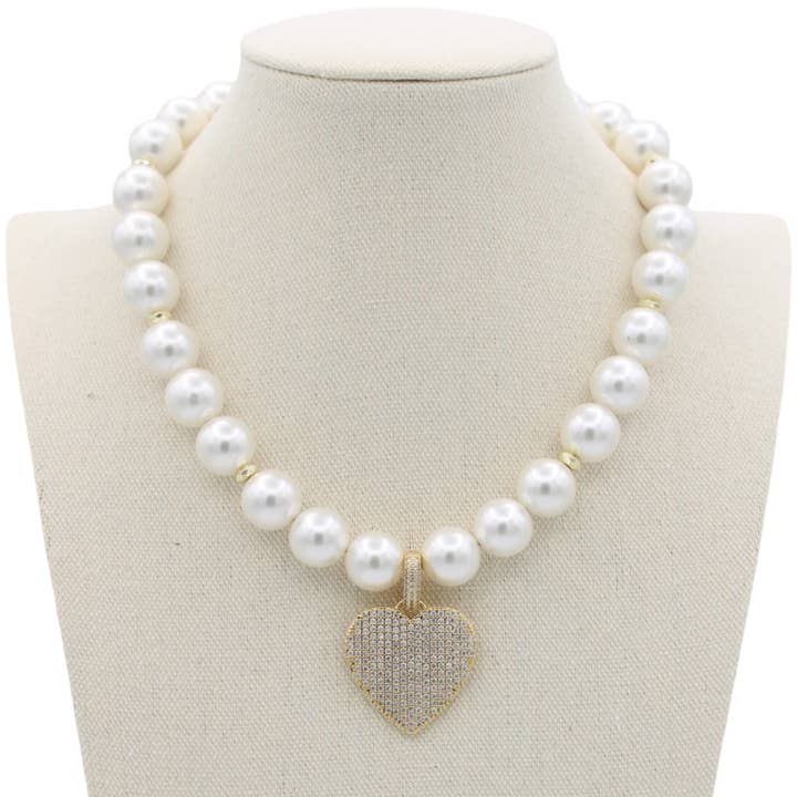 Cheers to Love Necklace, Pearl for wholesale by Traci's Beads