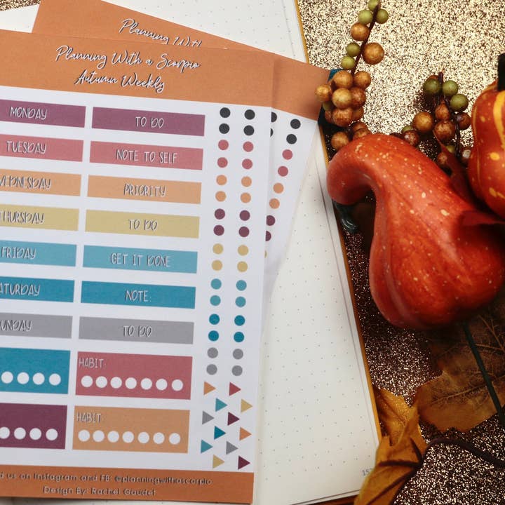 Weekly Fall Planner Klistermärken för wholesale av Rye & Co.