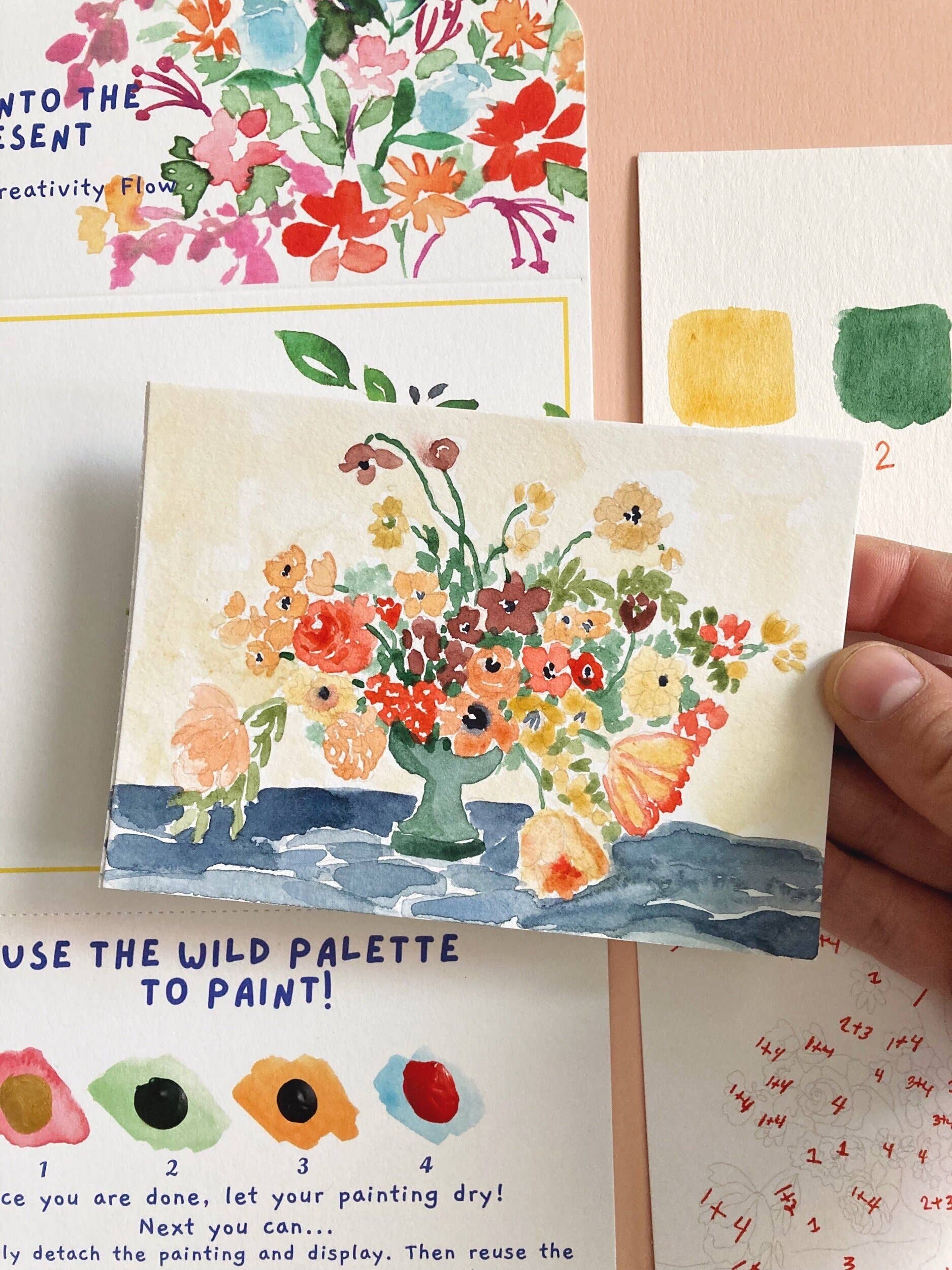 Pink Puddle Studio - Wholesale DIY Craft Kit - Dutch Flower Still Life Paint by Number DIY Watercolor Kit2