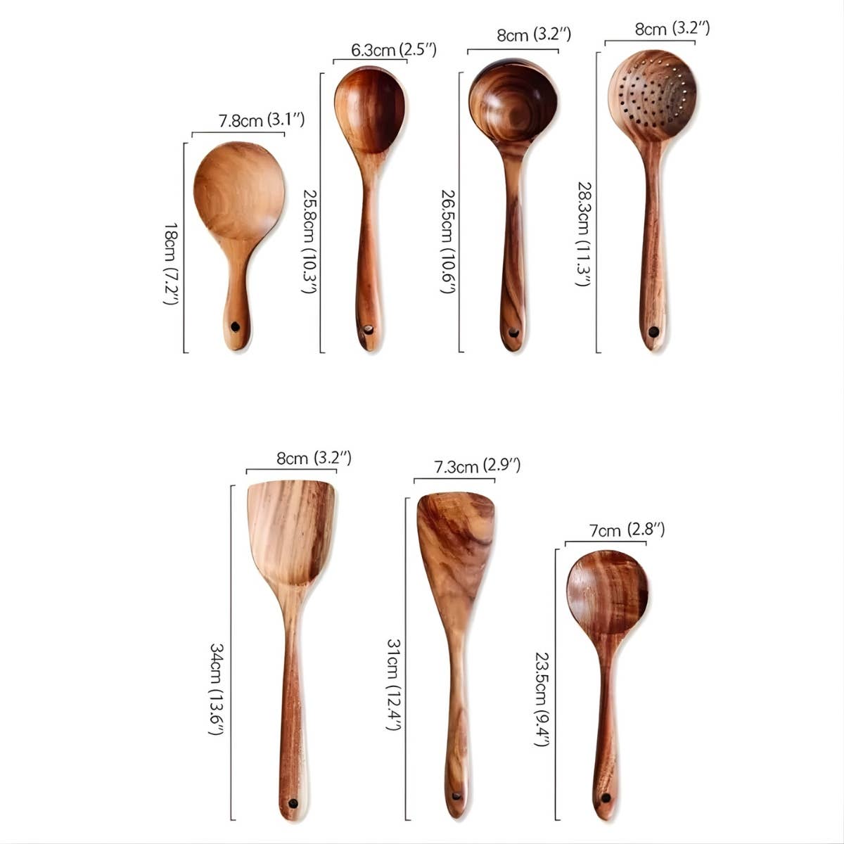 Kiyo Home - Wholesale Kitchen Utensil Set - 7-Piece Wooden Cooking Set | Kitchen Utensils | Eco Cookware5