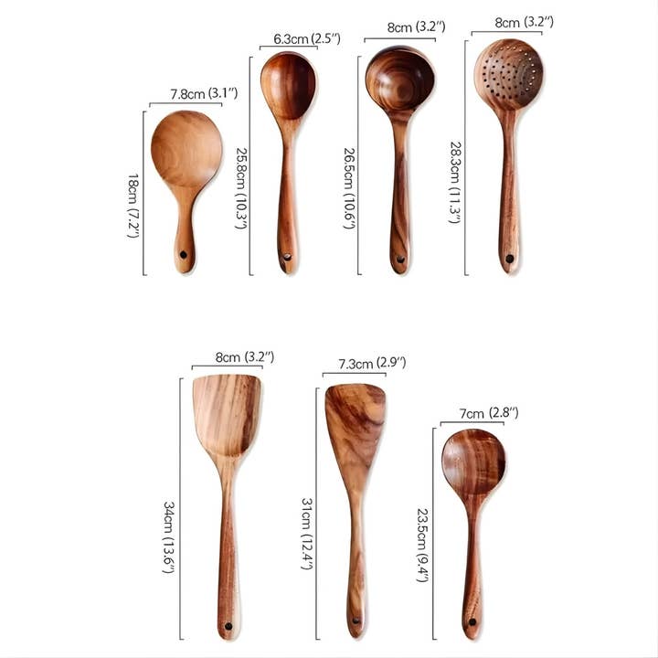 Kiyo Home - Wholesale Kitchen Utensil Set - 7-Piece Wooden Cooking Set | Kitchen Utensils | Eco Cookware5