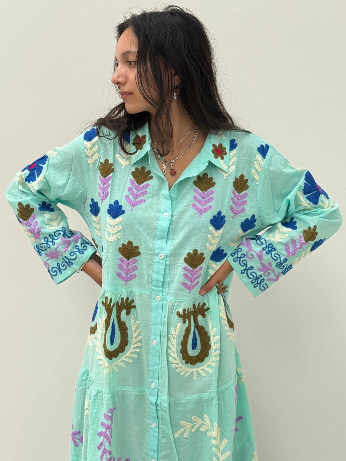 ToutVintage - Wholesale Dress - Women's - Borduurjurk lichtgroen3