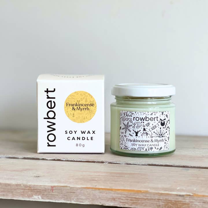 Frankincense & Myrrh Soy Wax Candle for wholesale by Rowbert