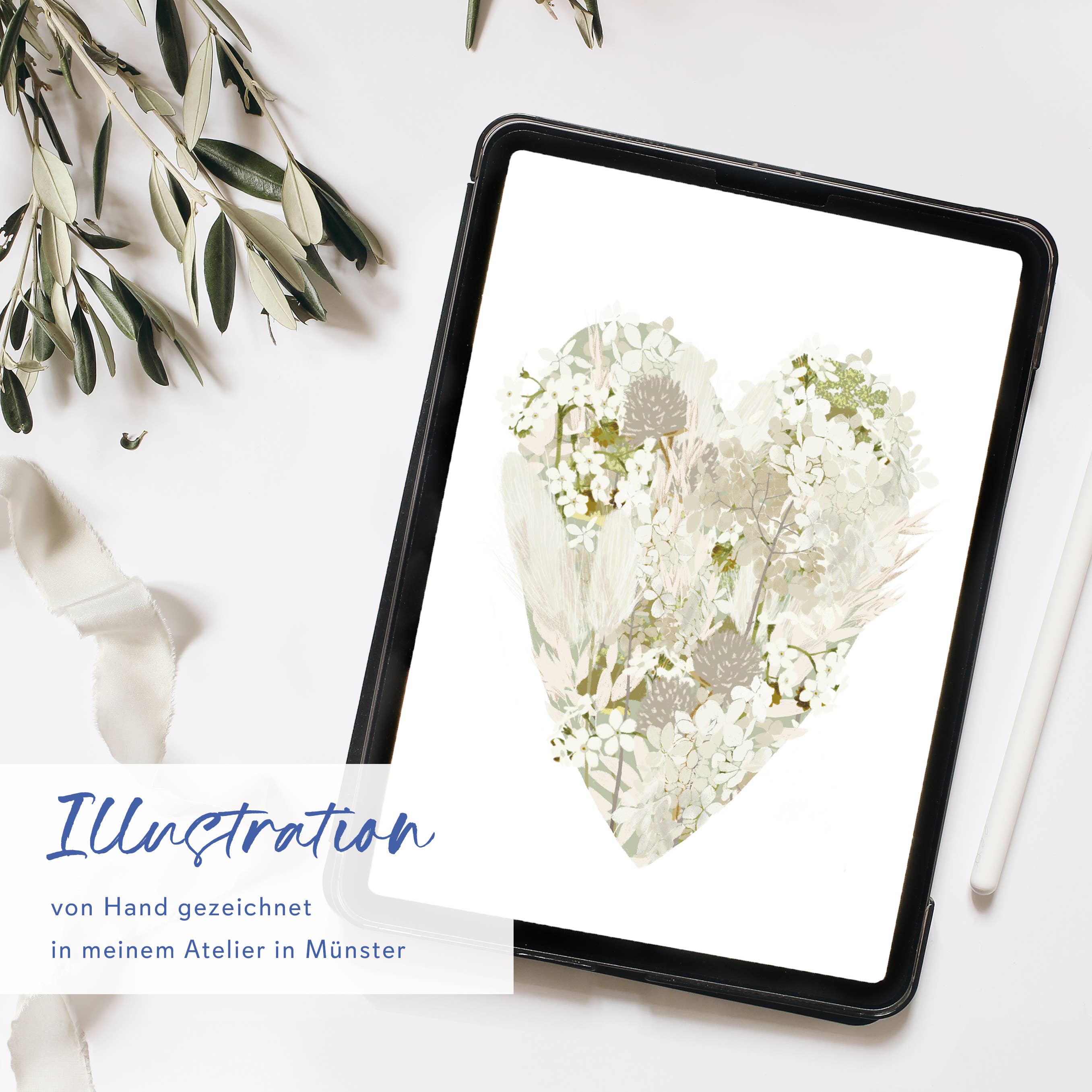 Wildblumen Atelier - Wholesale Love Card - Folded card flowers heart cream with envelope, FSC paper2