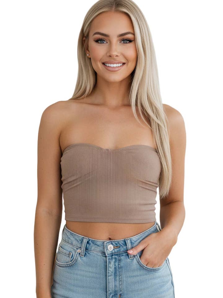 Good Stuff Apparel - Wholesale Knit Top - Women's - Women's Strapless Rib Knit Bandeau Tube Top