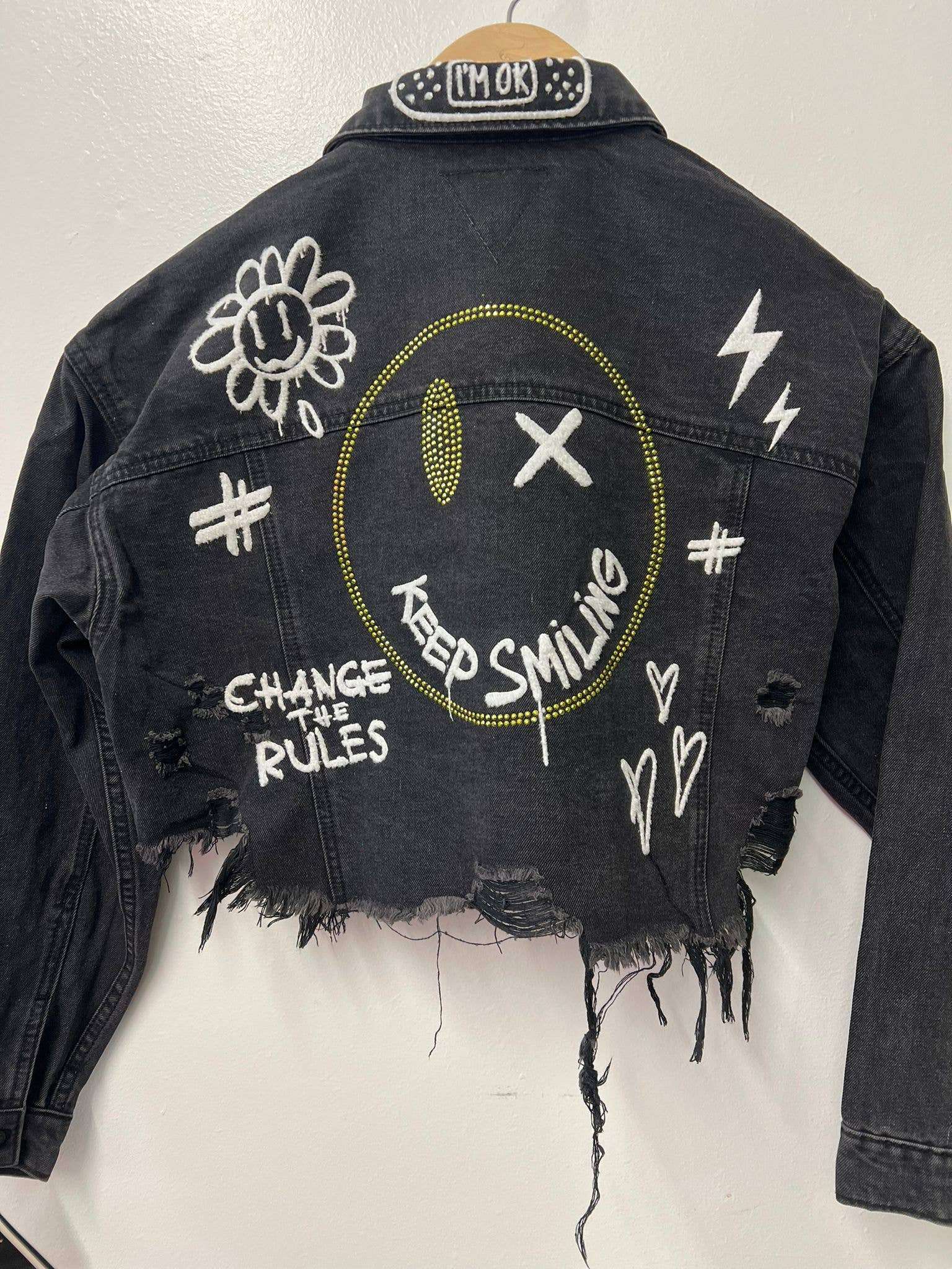 Trio Urban - Vente Veste en jean – femme - Veste en jean à strass Keep Smiling10