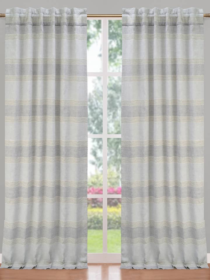 Drapé en lin 100 % ivoire Catalina Gray 108" pour la vente par Creative Threads, Inc.