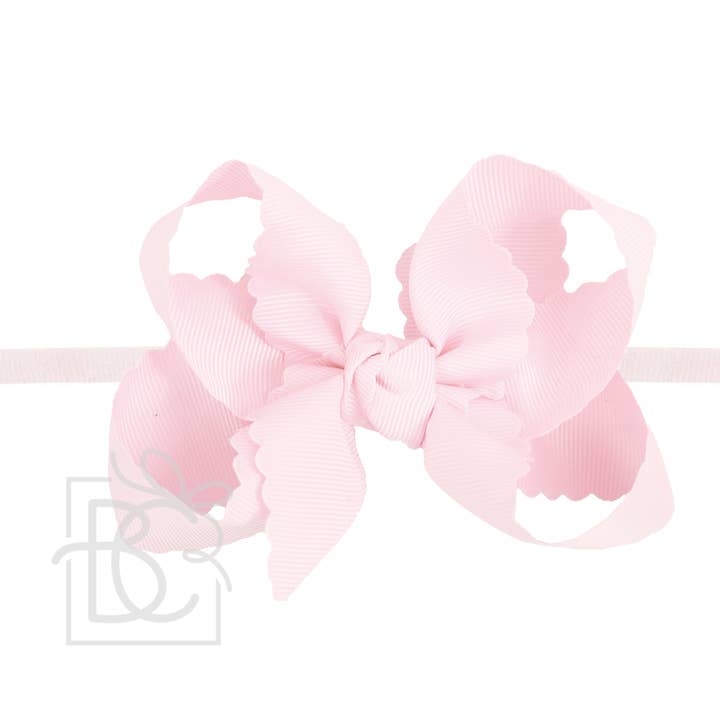 Beyond Creations, LLC - Wholesale Fashion Headband - Kids - 1/4" NYLON PANTYHOSE HEADBAND W/ SCALLOPED EDGE BOW