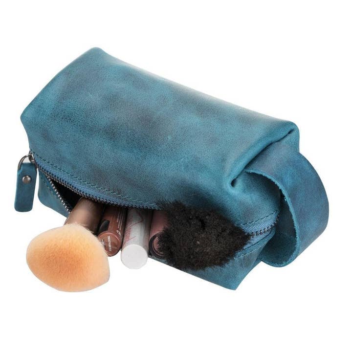 Trousse de maquillage Eve en cuir véritable, tailles M/L/XL pour la vente par Bouletta Case