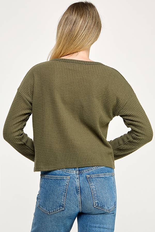 Cerule – wholesale Stickad topp - Dam – J5284 Långärmad topp i våffelstickning15