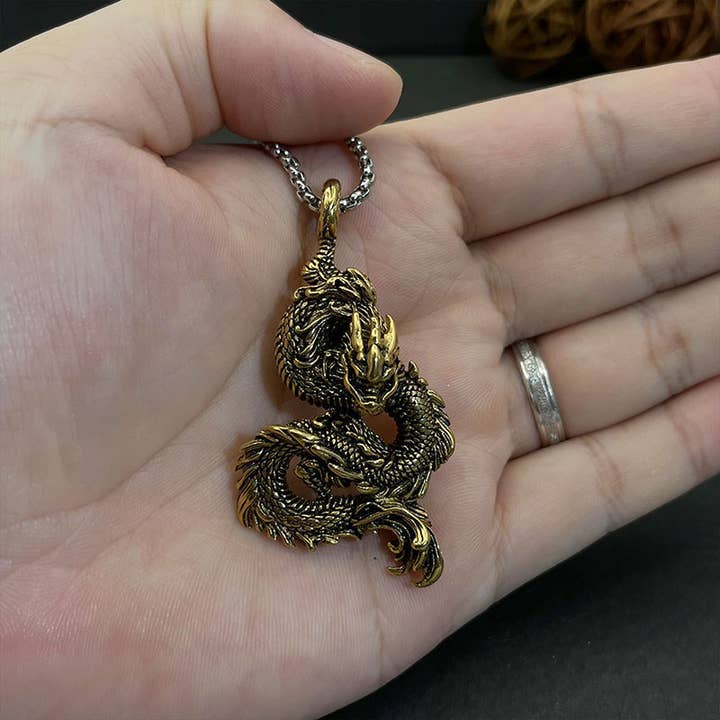 GemMeet - Wholesale Pendant/Charm Necklace - Domineering Chinese Dragon Retro Hip-Hop Pendant 1