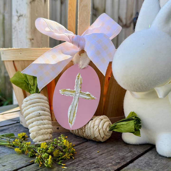 Geaux Magnolia - Wholesale Ornament - Cross Easter Basket Tag Ornament Spring Religious Decor1
