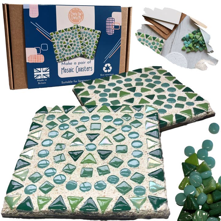 Crafty You Crafty Me : Kit de bricolage en mosaïque Green Coaster, Royaume-Uni pour la vente par Crafty You Crafty Me