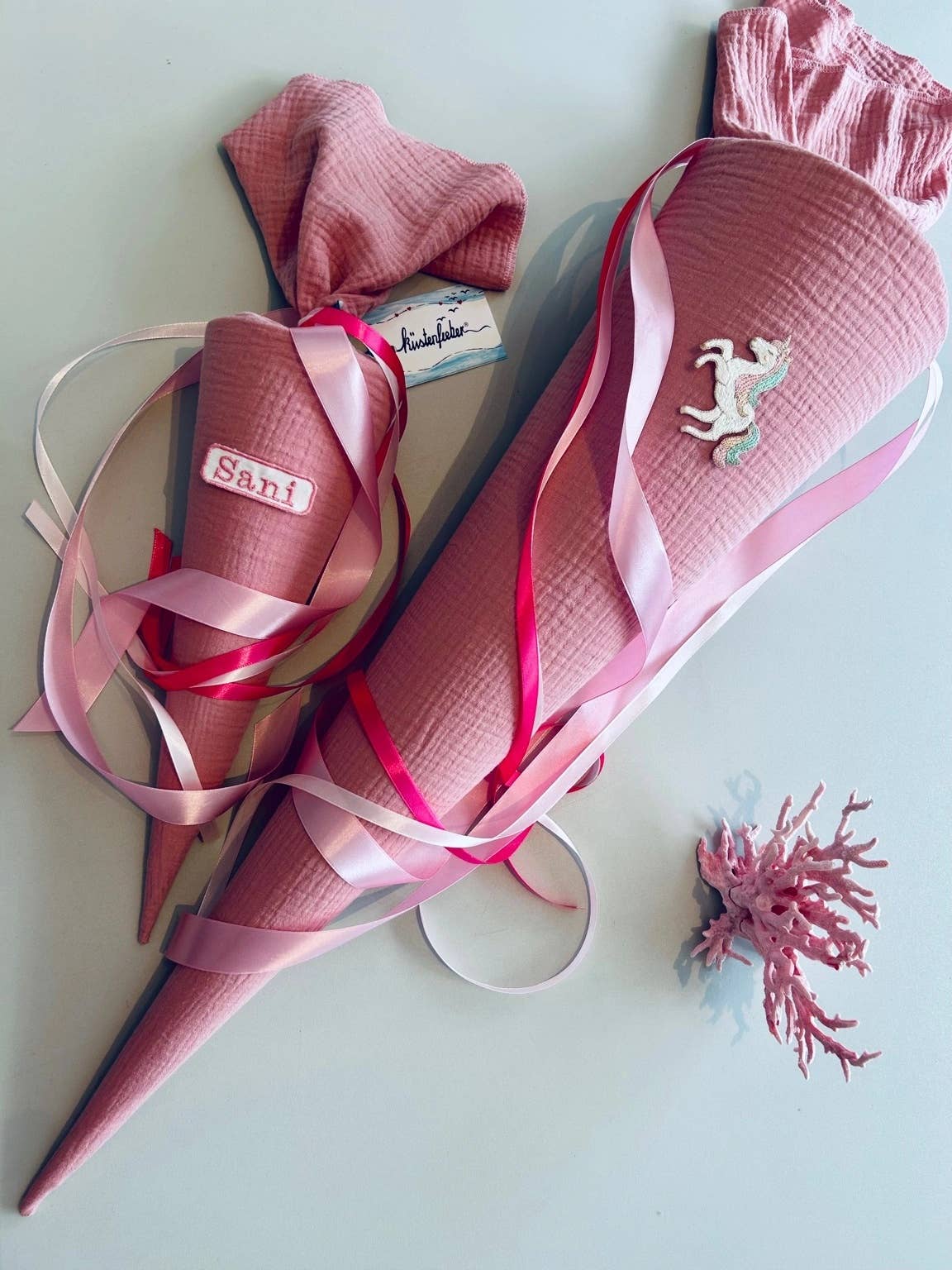 Küstenfieber® - Wholesale Party Favor - Musselin School Cone Old Pink – handmade – 35 cm or 70 cm2