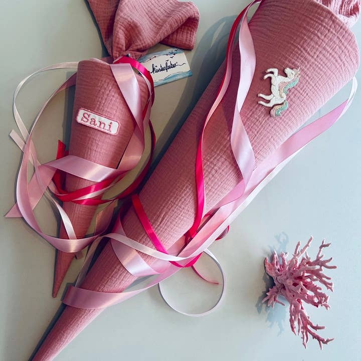 Küstenfieber® - Wholesale Party Favor - Musselin School Cone Old Pink – handmade – 35 cm or 70 cm2