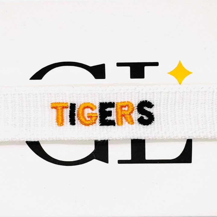 Navy And Orange Tigers Team Tassel Bracelet for wholesale by Gameday Luxe