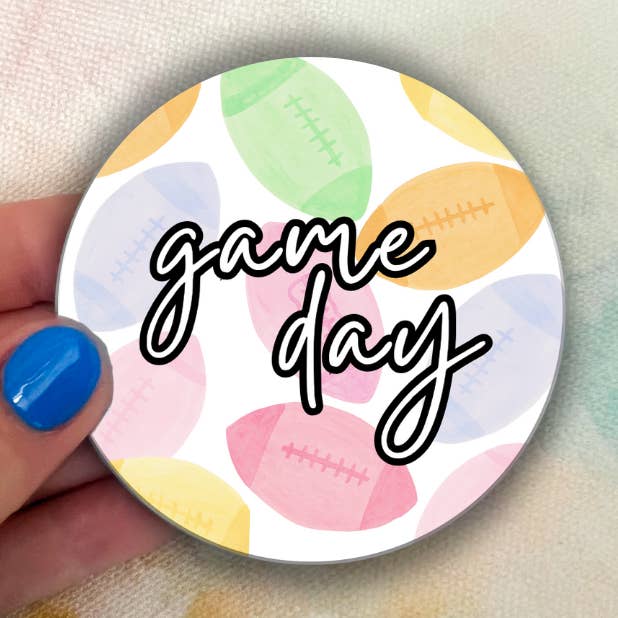 Watercolor Gameday Button for wholesale by StellabluandCo.