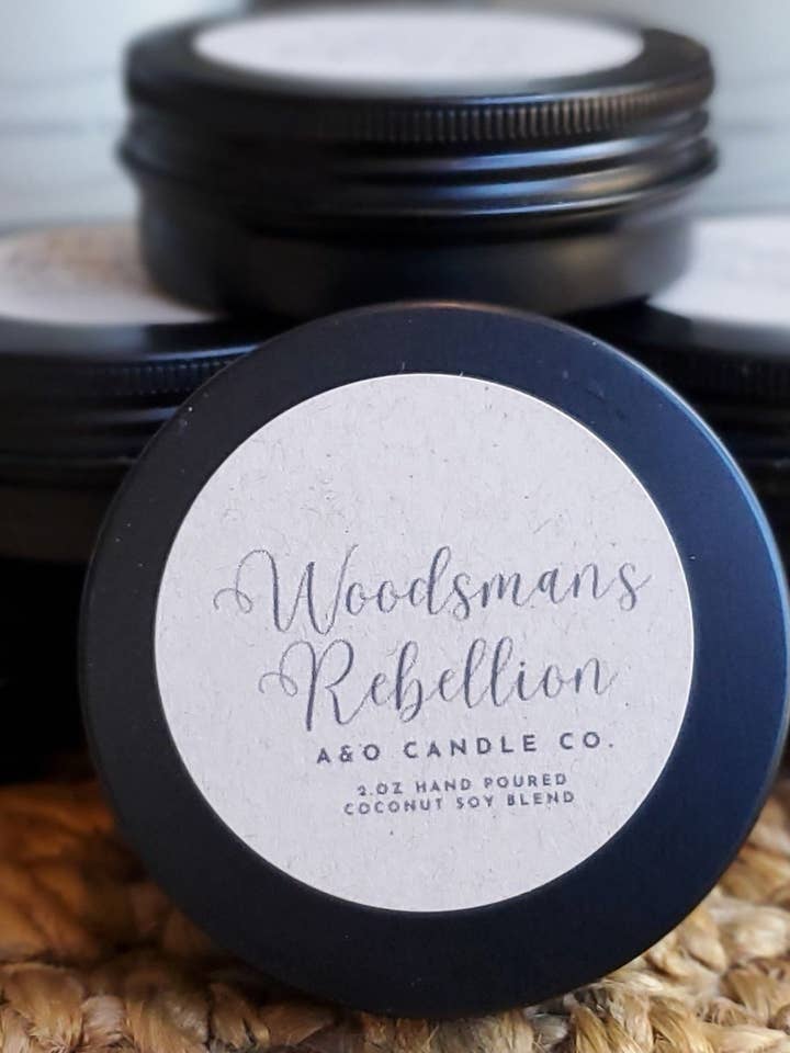 Rébellion du Bûcheron 2 oz Mélange de Soja à la Noix de Coco pour la vente par Alpha & Omega Candle Co.