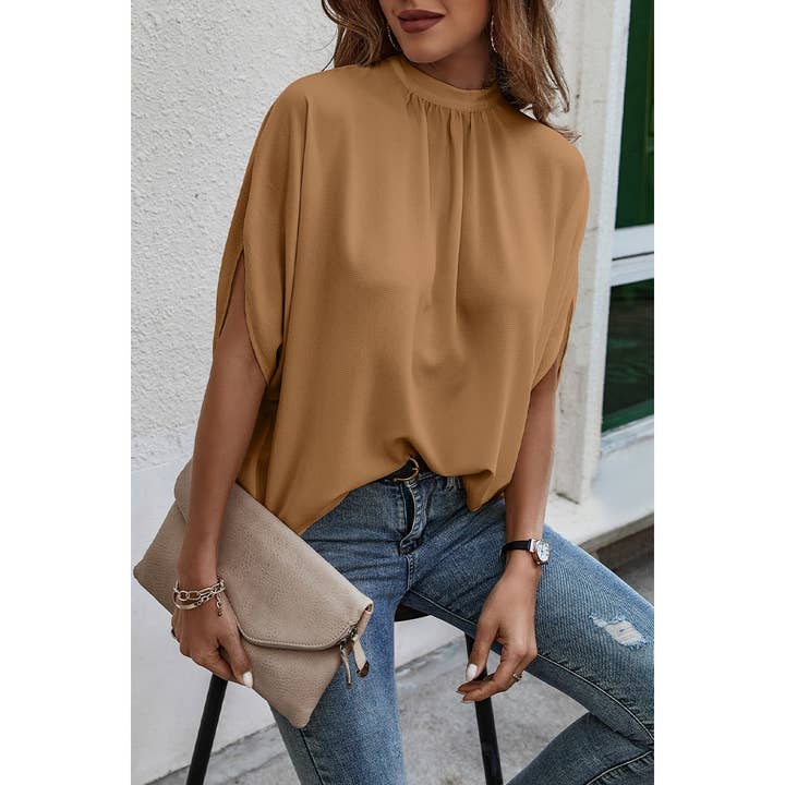 Supreme Fashion - Wholesale Blouse - Women's - Solid Cape Short Sleeve Loose Top