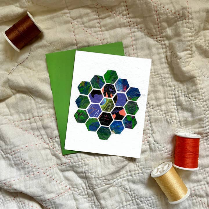 Quilt Block gratulationskort (mormors blomsterträdgård) för wholesale av Cozy Arts