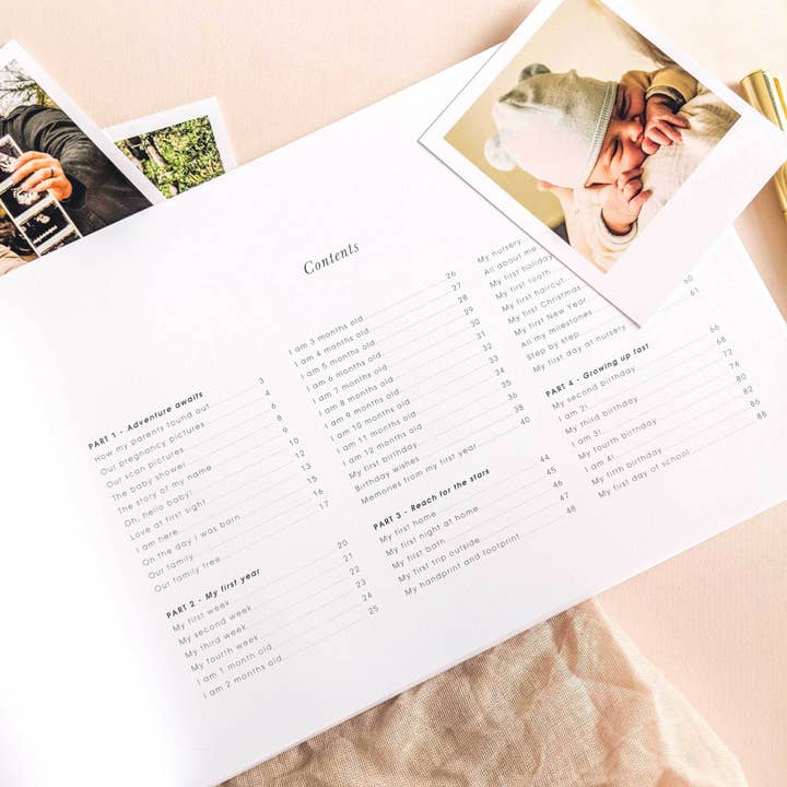Blush And Gold - Venta al por mayor Diario/agenda - Niños - Diario de bebé (Animales), regalo para baby shower, libro de recuerdos