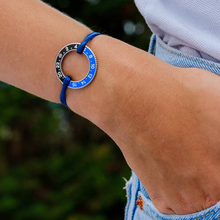 25 HOURS - Wholesale Woven/Braided Bracelet - Blue Black 242