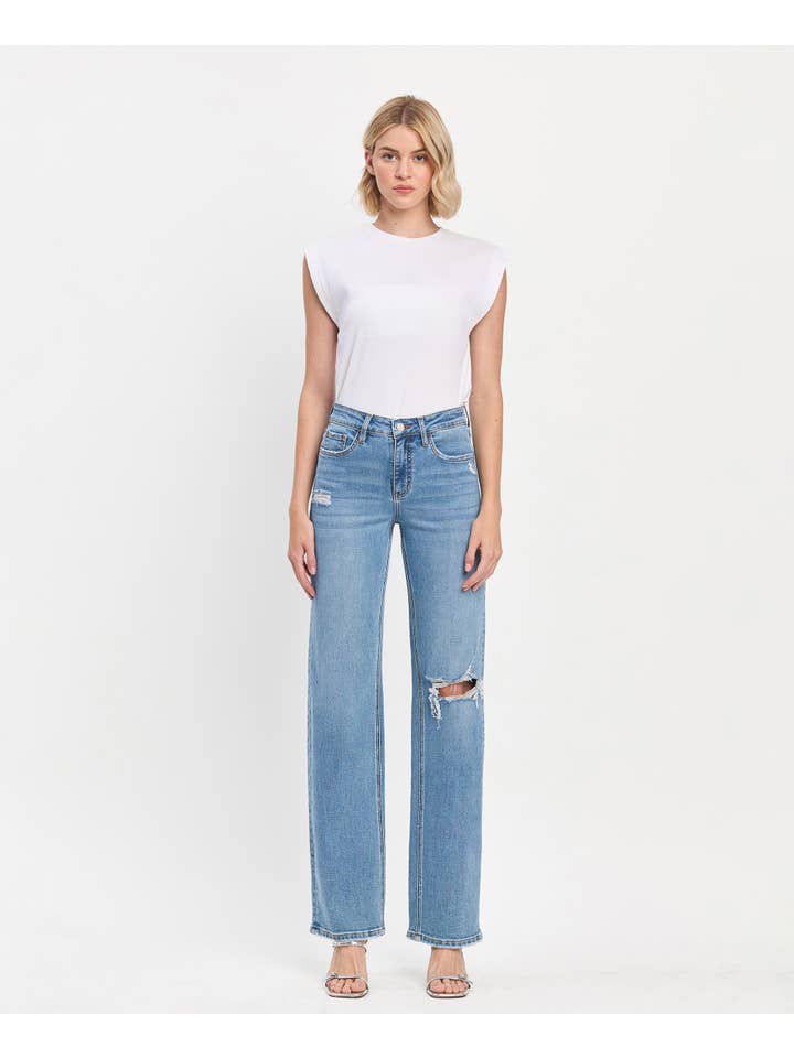 TRILLIUM HIGH RISE FULL LENGTH SLIM WIDE JEANS LV1492 for wholesale on Faire