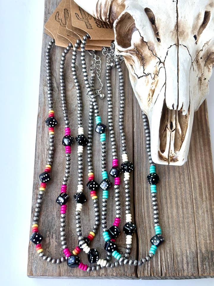 Western Style Navajo Pearl - Stone & Dice Necklace for wholesale by Boho Ranch Shop