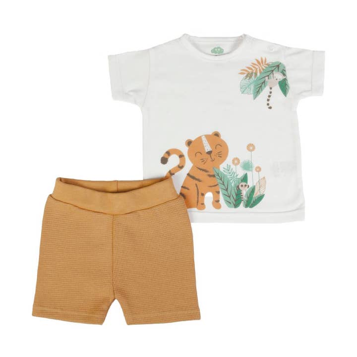 16106 - Bio-T-Shirt mit kurzen Hosen (Waffel) - SS 24 für den Großhandel von FS Baby