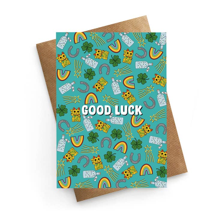 Good Luck Cute Pattern Card for wholesale by STUCK SHOP GIFTS