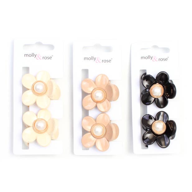 Inca UK - Wholesale Hair Clip - Women's - Card of 2 flower shaped clamps 3cm