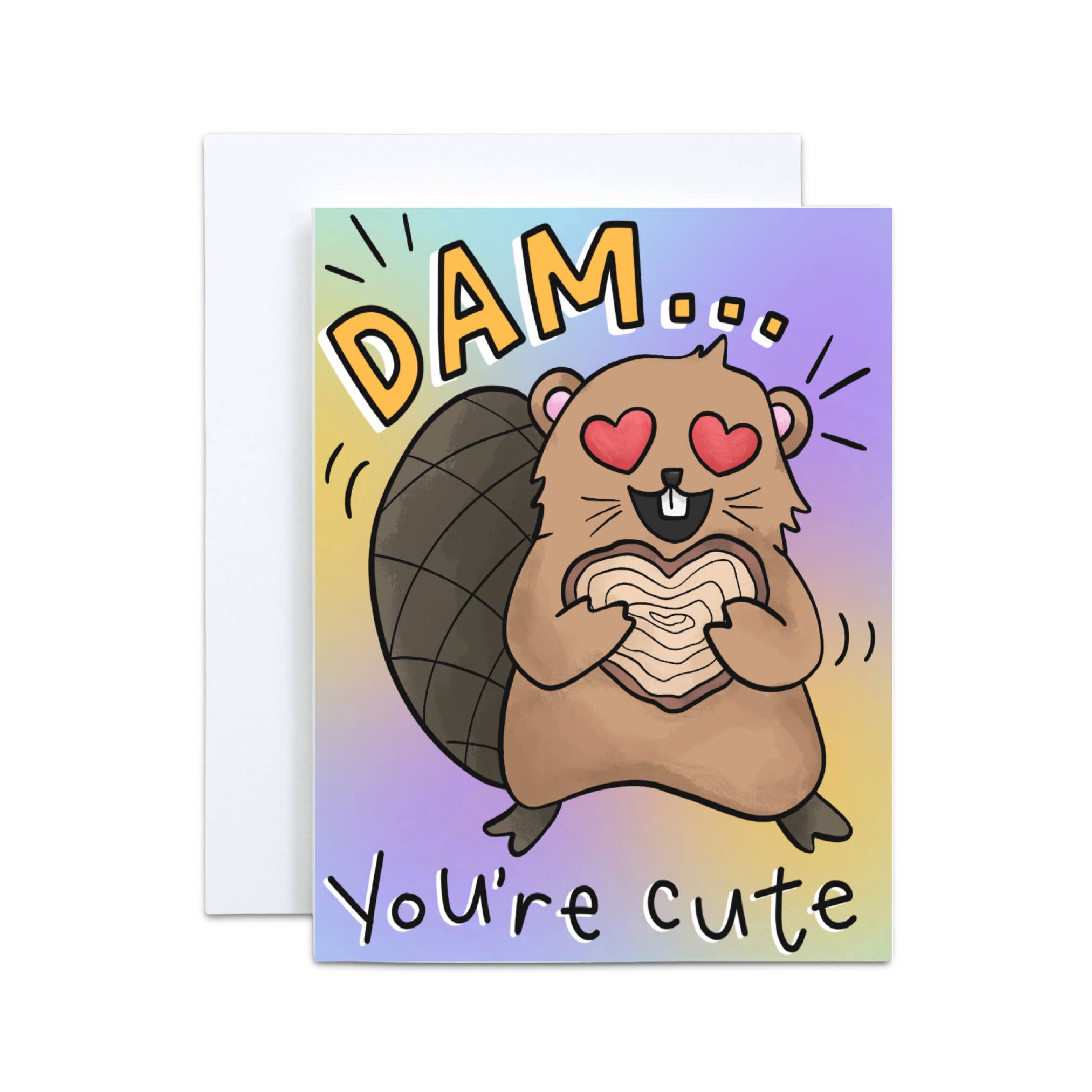 Simply Crafty – Engroshandel Kærlighedskort – Dam You're Cute Animal Beaver Funny Pun Love lykønskningskort0