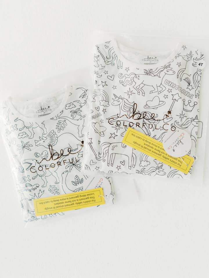 Bee Colorful Co. - Wholesale Sleepwear Set - Kids - Dinosaur Coloring Pajamas 2 piece set made from Bamboo9