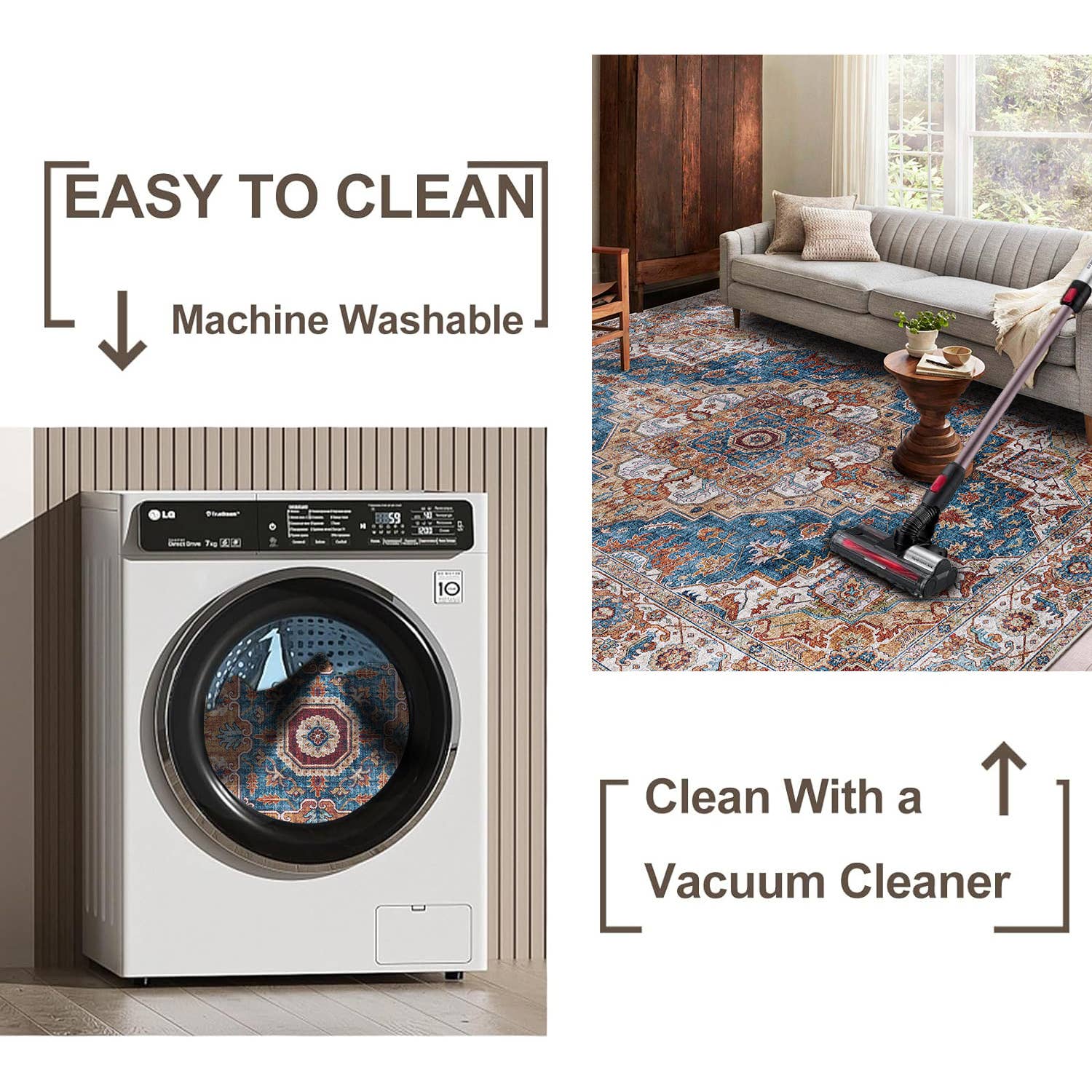 HOMYCASA DESIGN INC - Wholesale Area Rug - 5x7''VintageBohemiaAreaRug Non-slip WashableBlueYellowFloral2