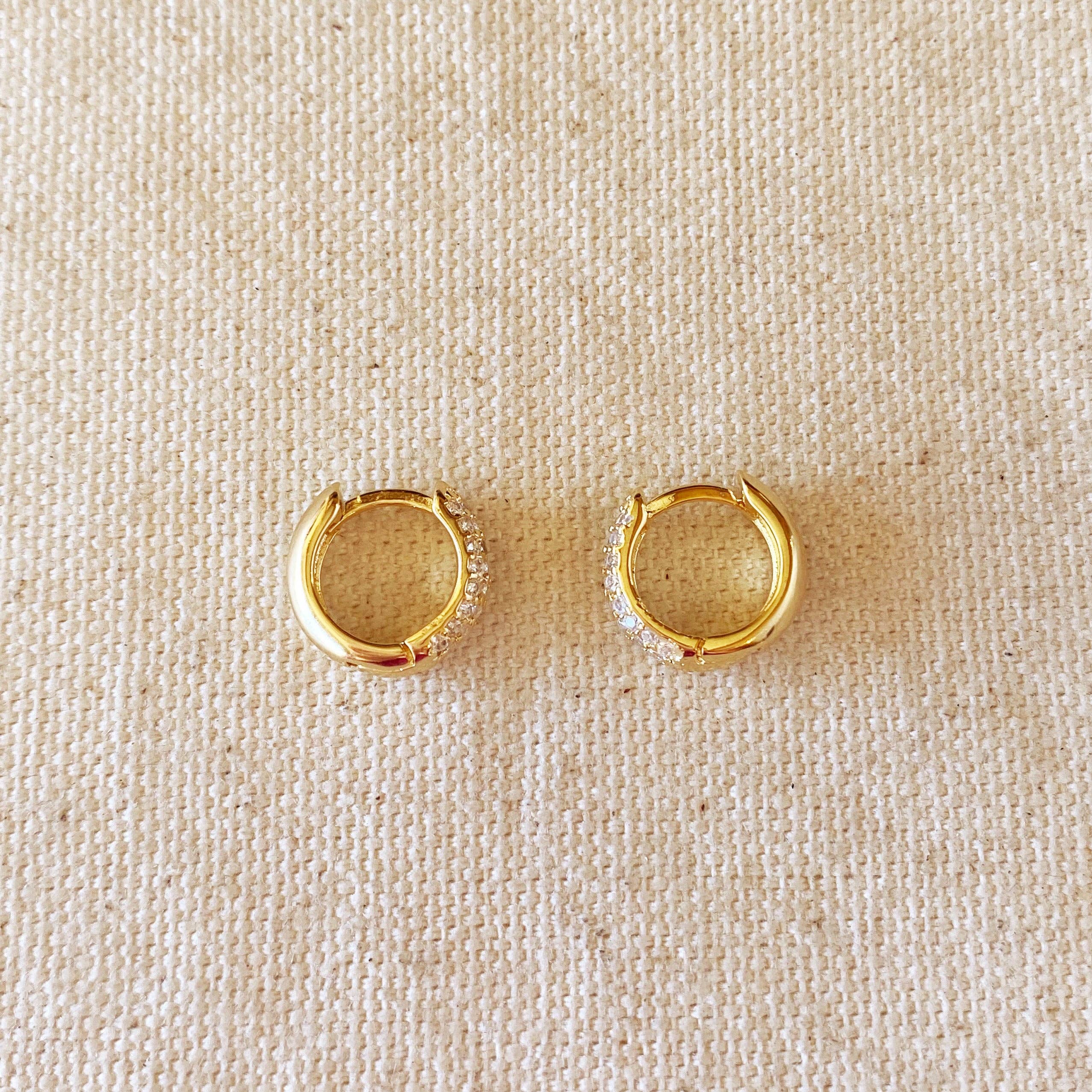 GoldFi - Vendita all'ingrosso Orecchini a cerchio - Orecchini a Cerchio da 13 mm, riempiti in oro 18 carati, con zirconia cubica4