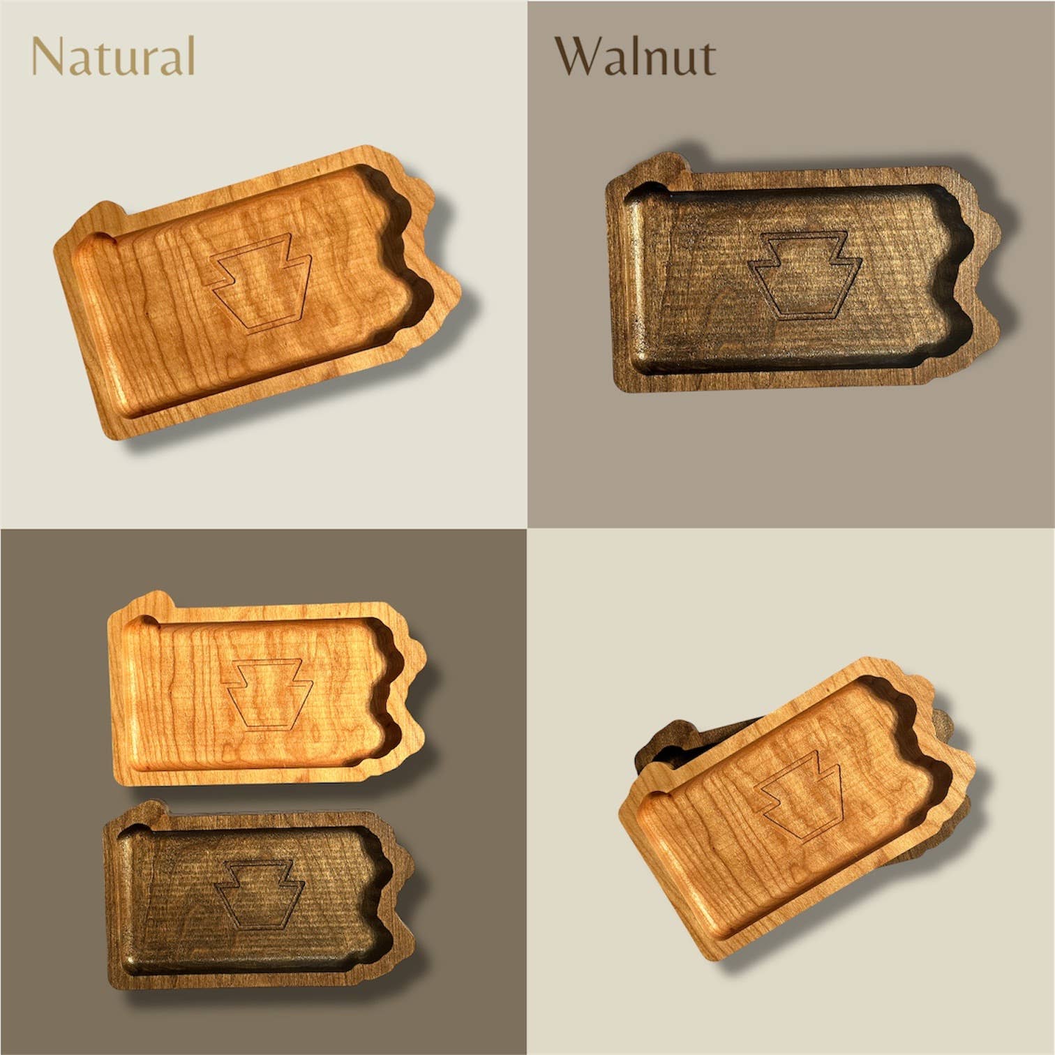 Third Eye Creation Company - Venta al por mayor Bandejas decorativas - Bandeja de madera dura del estado de Pensilvania, regalo local, bandeja para llaves6