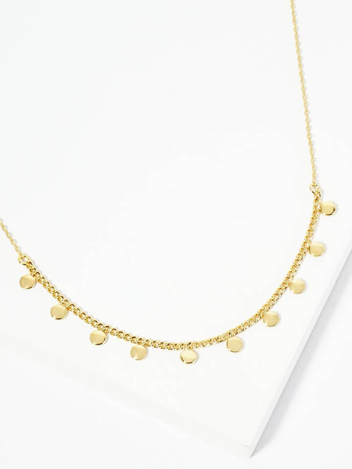 18K Gold Dipped Polished Round Disc Charm Necklace for wholesale by Wild Honey