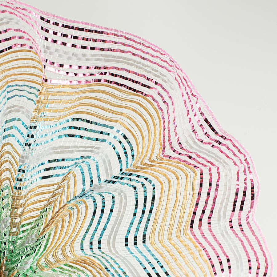 RC Home Decor - Wholesale Ribbon - Gift Wrapping - 10"  Metallic Easter Stripes Burlap Mesh1