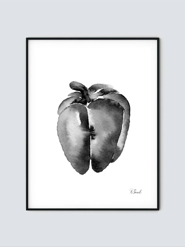 Bell Pepper Wall Art, Kitchen Food Prints, Watercolor Painting, Foodie Gift, Vegetable Print, Gift For Gardener, Kitchen Wall Decor for wholesale by Sandpaper Studio