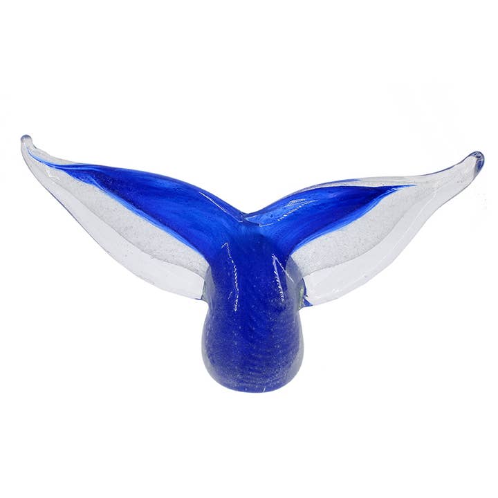 7" Blue Glass Whale Tail Figurine - 480 g for wholesale by CB Home Collection