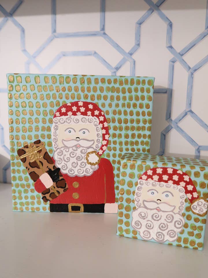 hand painted heirloom santa canvas for wholesale by millie b & co