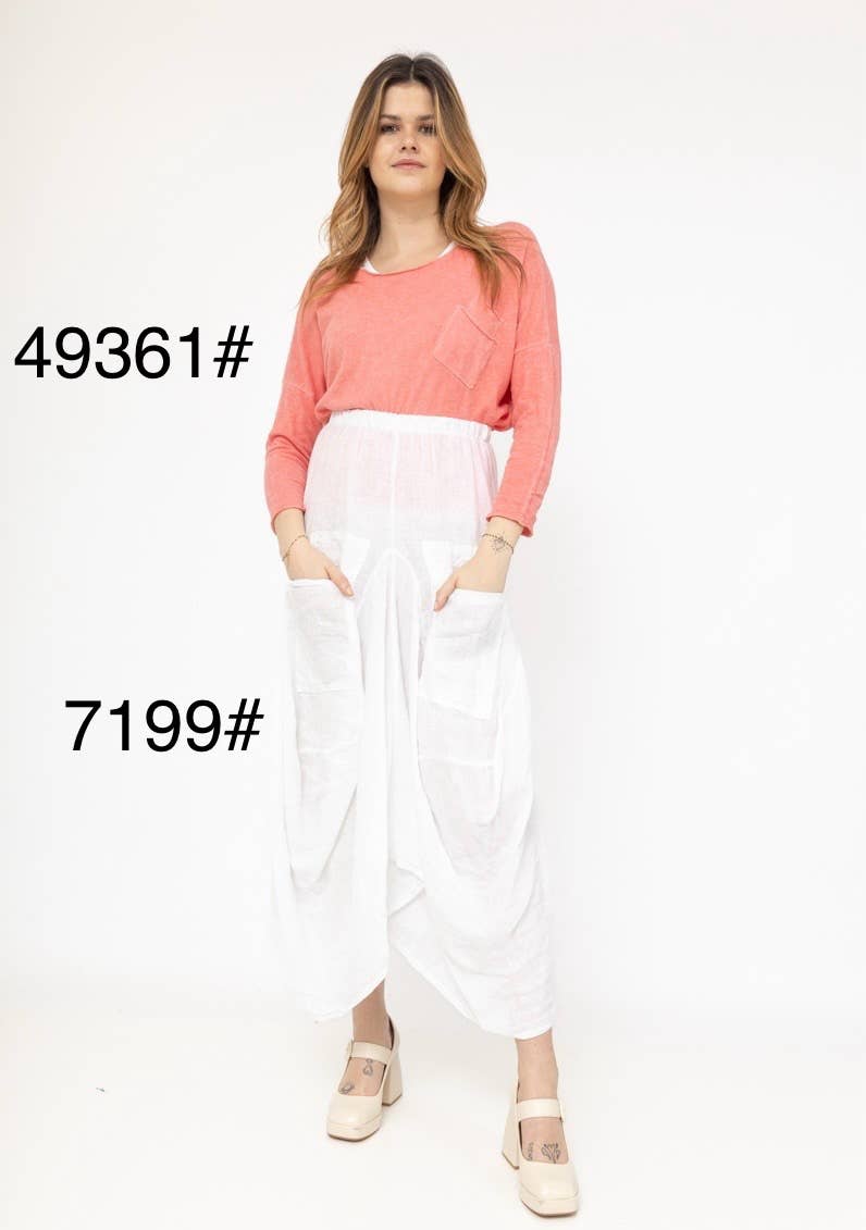 LINEN & COTTON HOUSE - Wholesale Jumpsuit - Women's - LINEN SAROUEL SKIRT WITH POCKETS 9917 663313