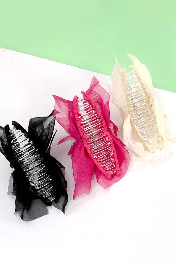 JOSSLYN by wall to wall - Wholesale Hair Clip - Women's - SILK LIKE CHIFFON BOW HAIR CLAW CLIPS | 40H6253