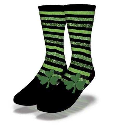 Savvy Sox - Wholesale Socks - Unisex - Fun ST PATRICK'S GREEN STRIPES & CLOVERS Socks