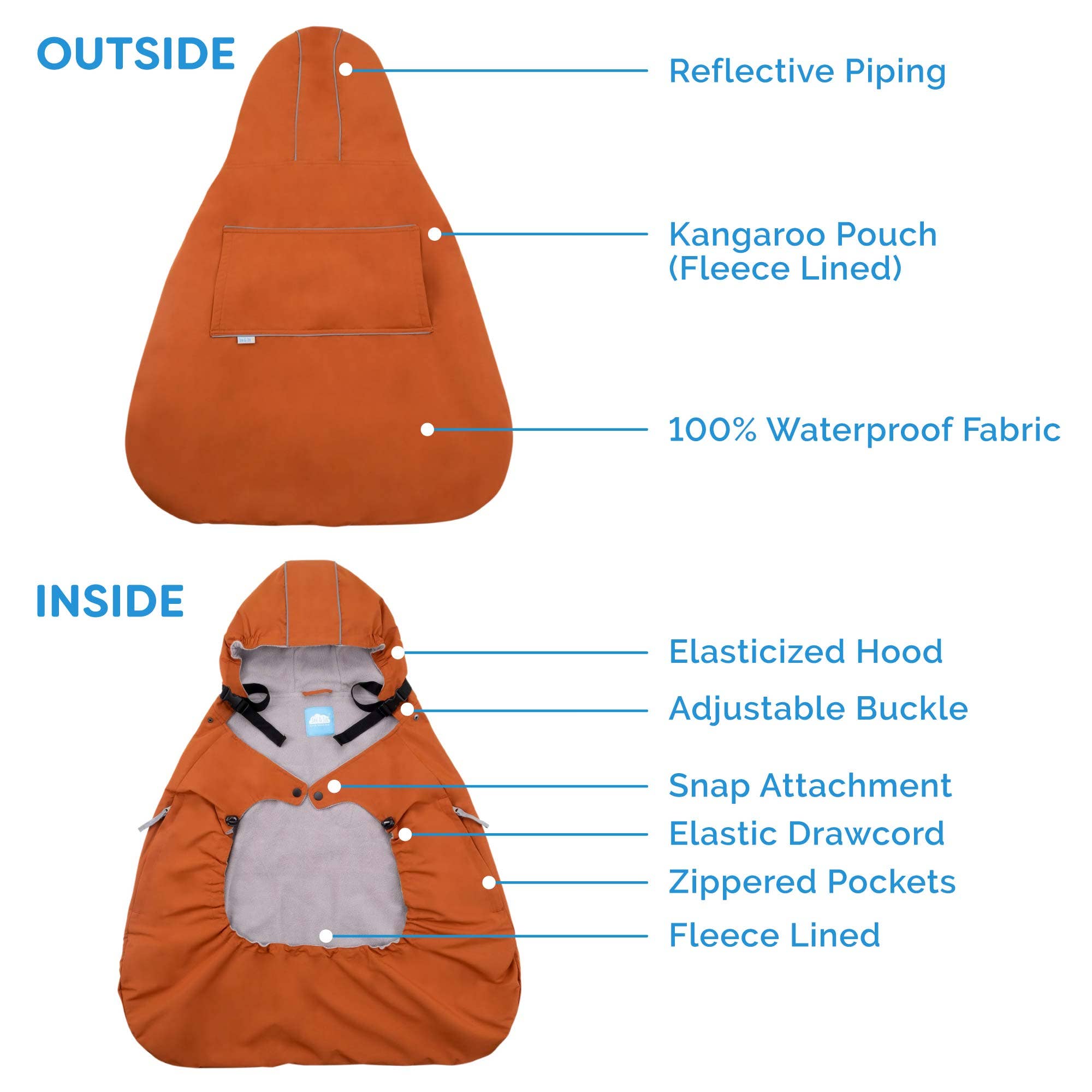 Jan & Jul - Wholesale Car Seat Cover - Kids & Baby - Soft Brown | Cozy-Dry Baby Carrier Cover7