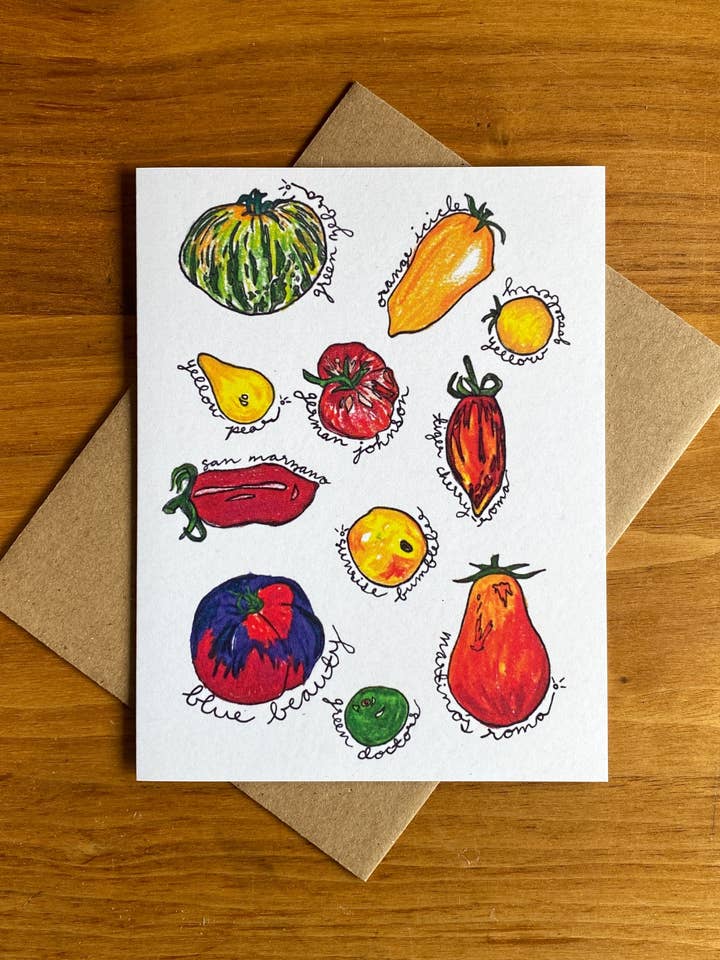 Heirloom Tomato Card for wholesale by Fern In The Forest